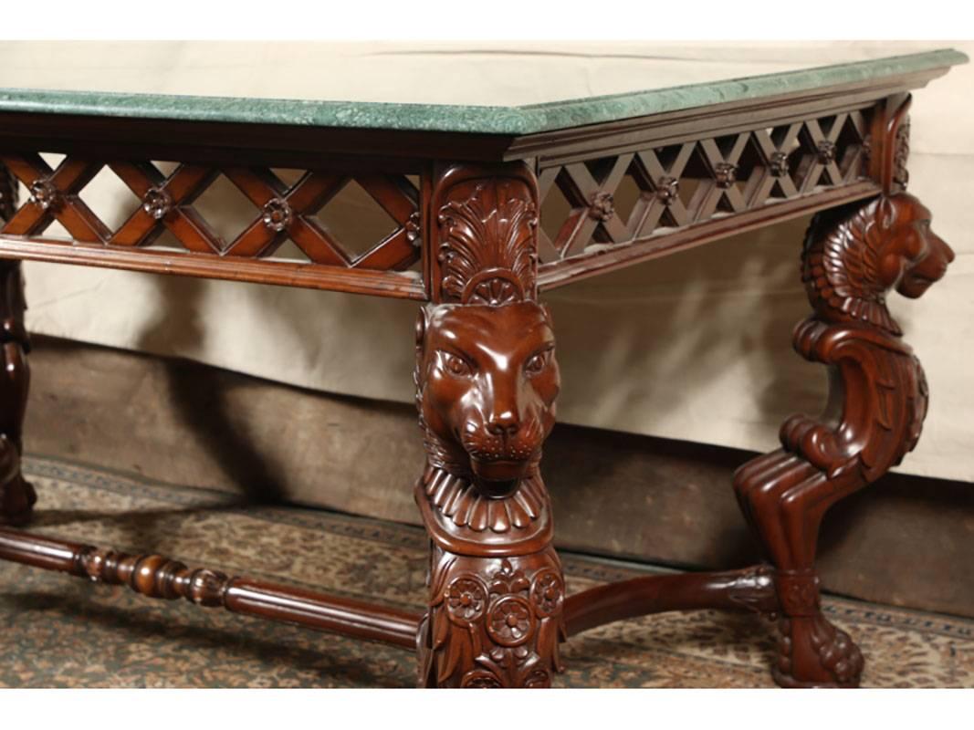 Massive Carved Wood Library Table 2