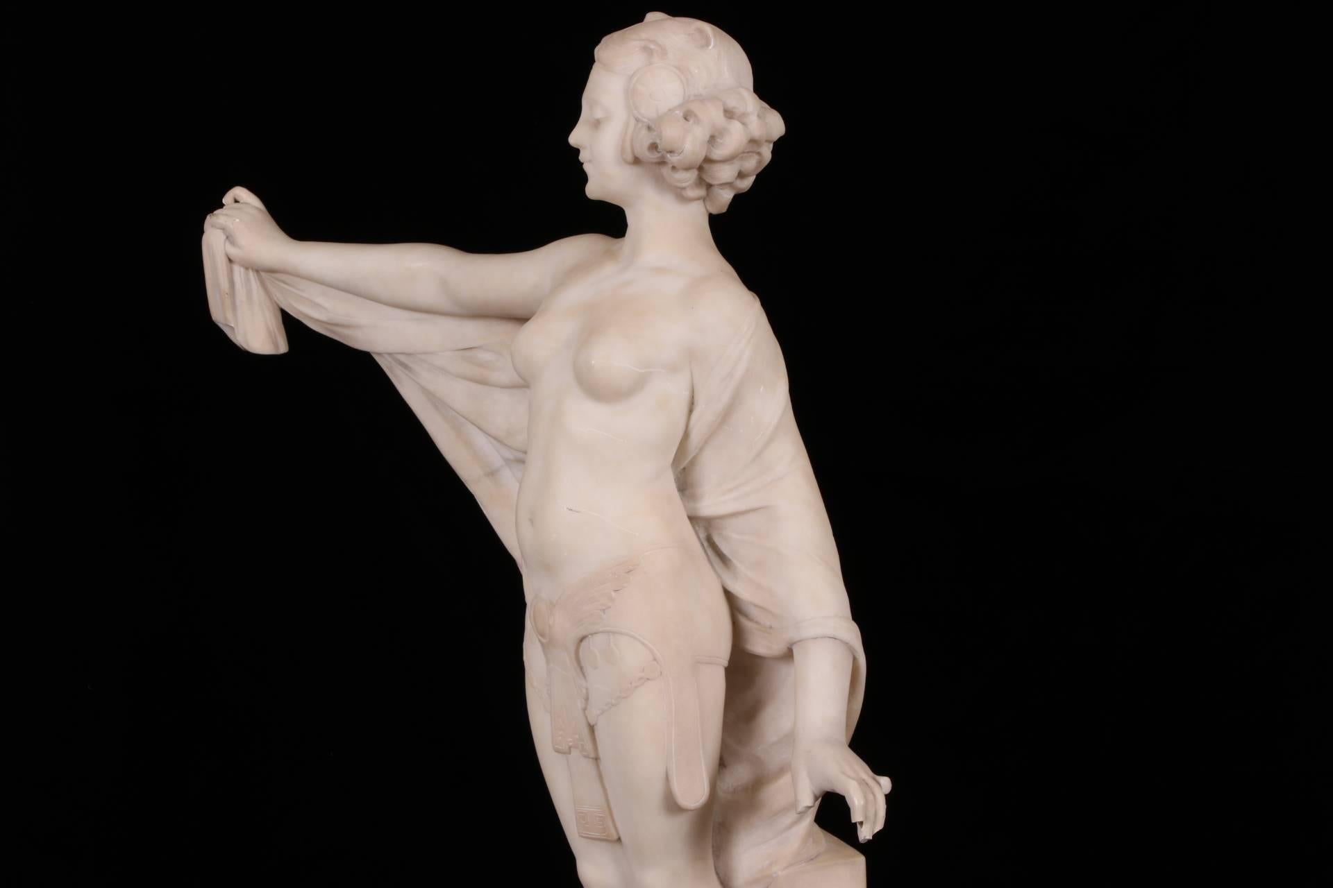 Figure en albâtre italienne Adolpho Cipriani « actif de 1880 à 1930 » en vente 1