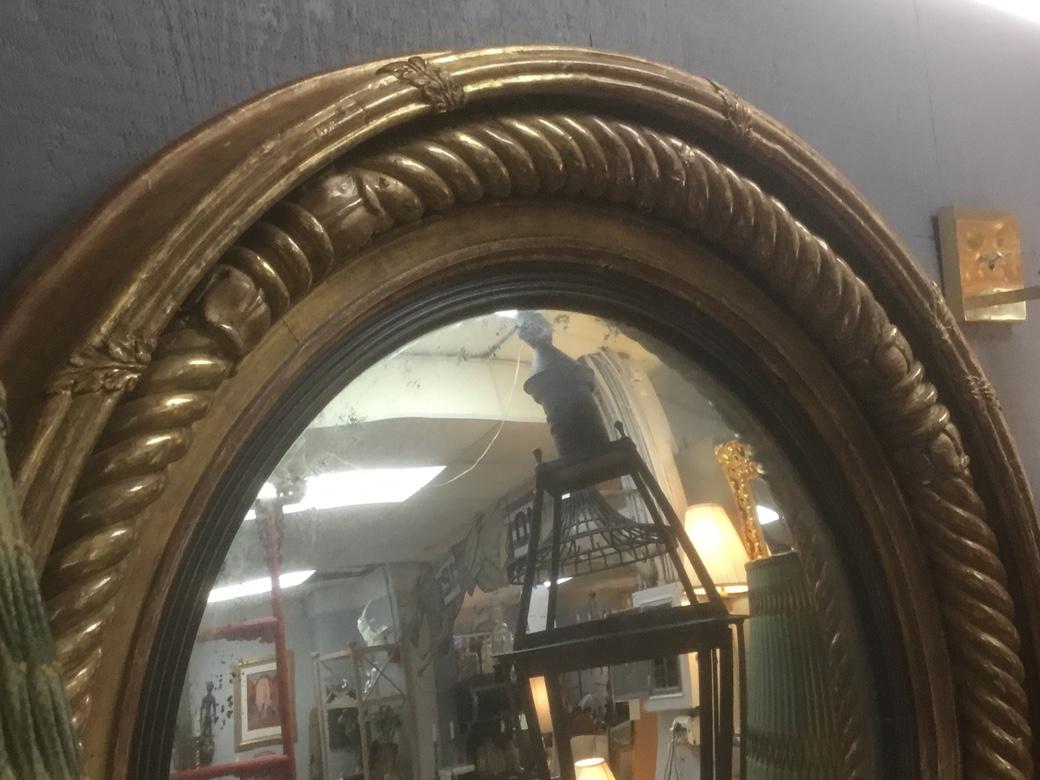 Rare Oversized  Classical Regency Gilt Wood Convex Mirror, circa 1815 3