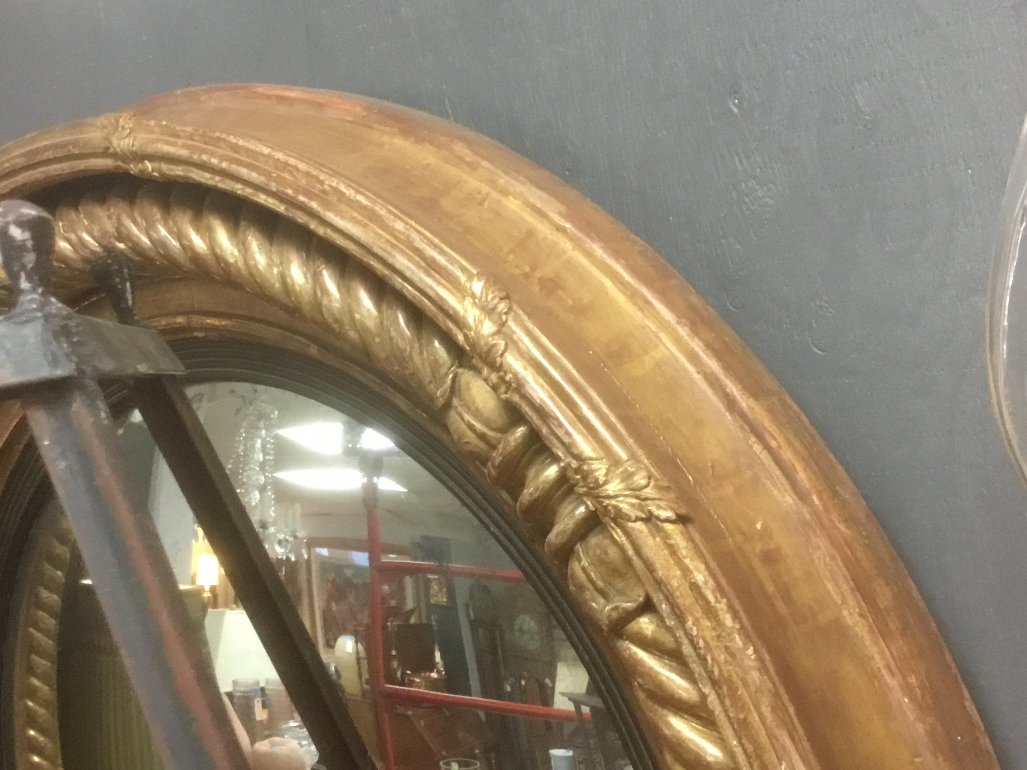 Rare Oversized  Classical Regency Gilt Wood Convex Mirror, circa 1815 8