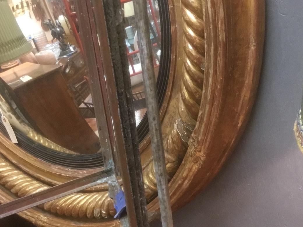 Rare Oversized  Classical Regency Gilt Wood Convex Mirror, circa 1815 10