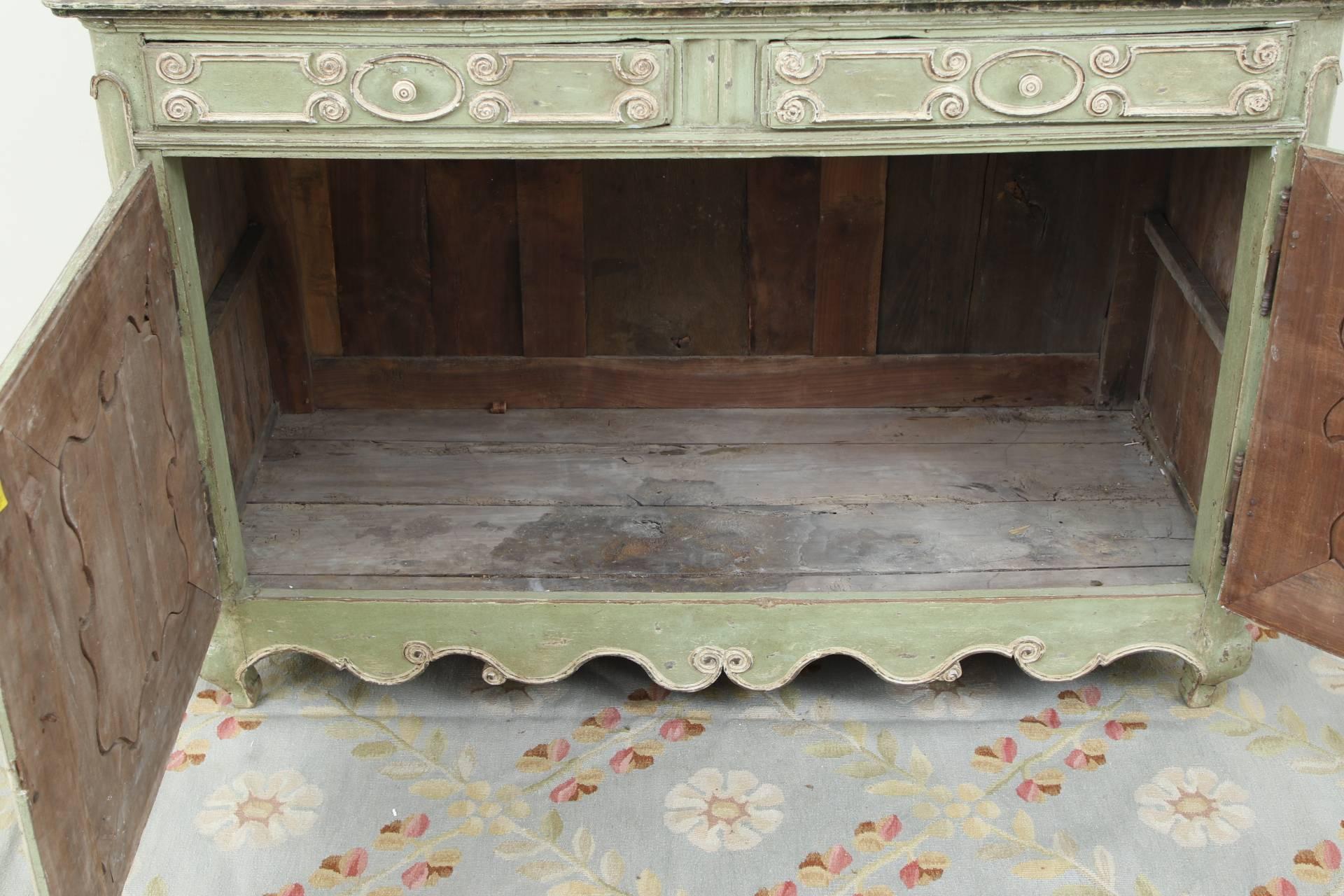 French Provincial Green Paint Decorated Cabinet, Early 19th Century 4