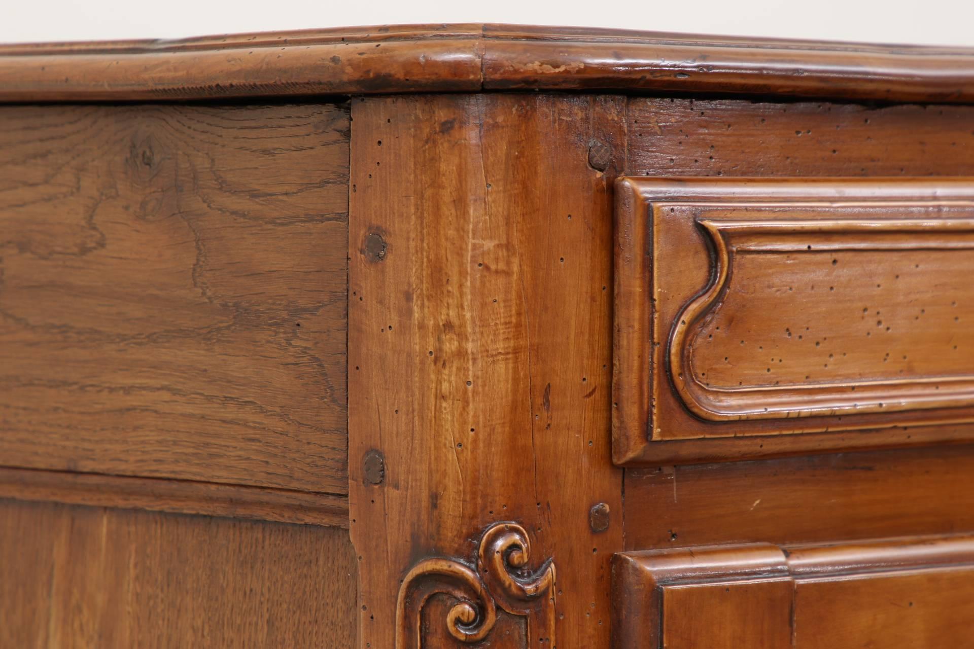 French Provincial Louis XV Provincial Carved Walnut Sideboard in a Beautiful French Polish