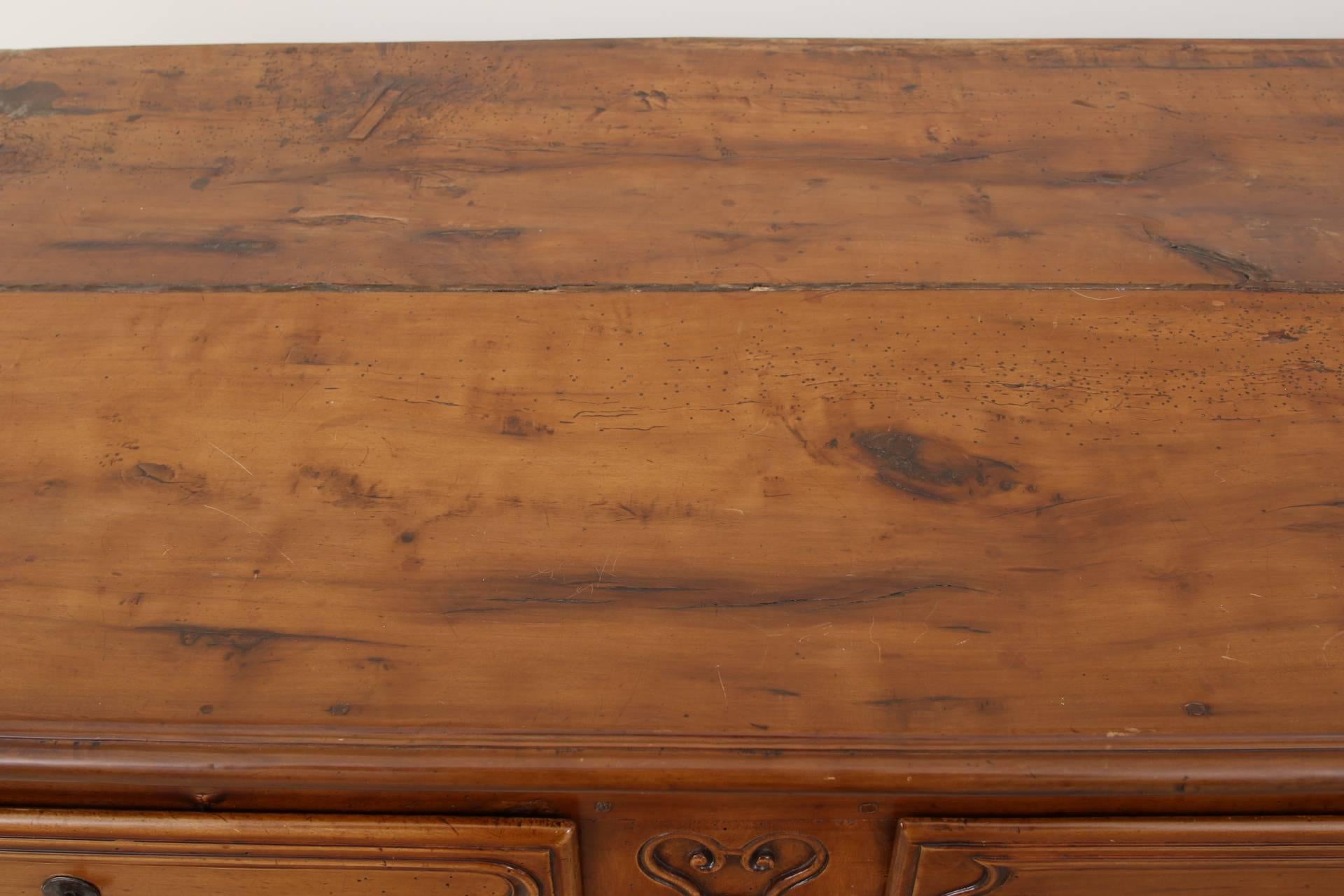 19th Century Louis XV Provincial Carved Walnut Sideboard in a Beautiful French Polish