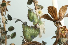 Large-Scale Tole Floral Twelve-Light Chandelier