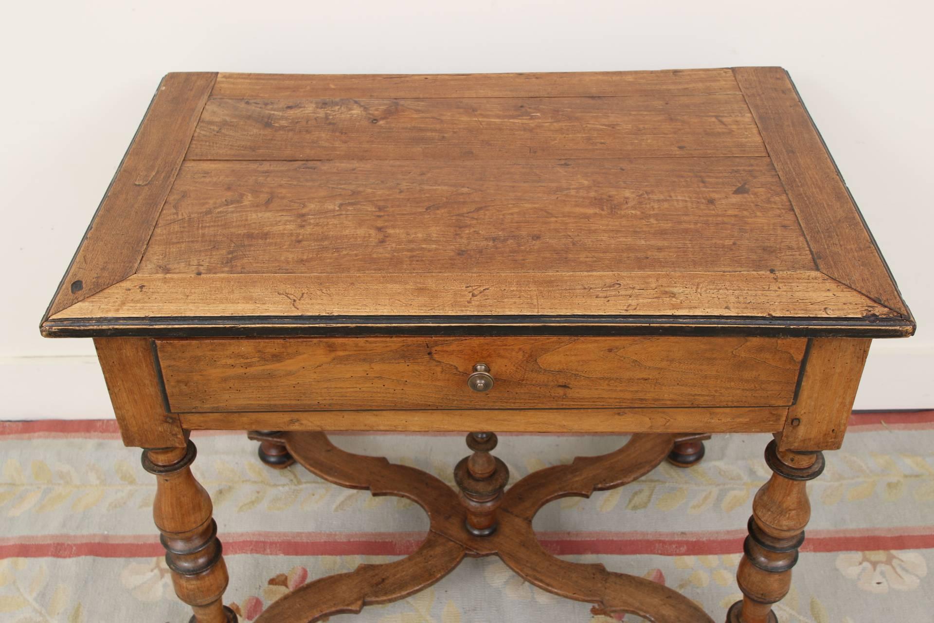 Oak German Single Drawer Walnut Occasional Table, Early 19th Century