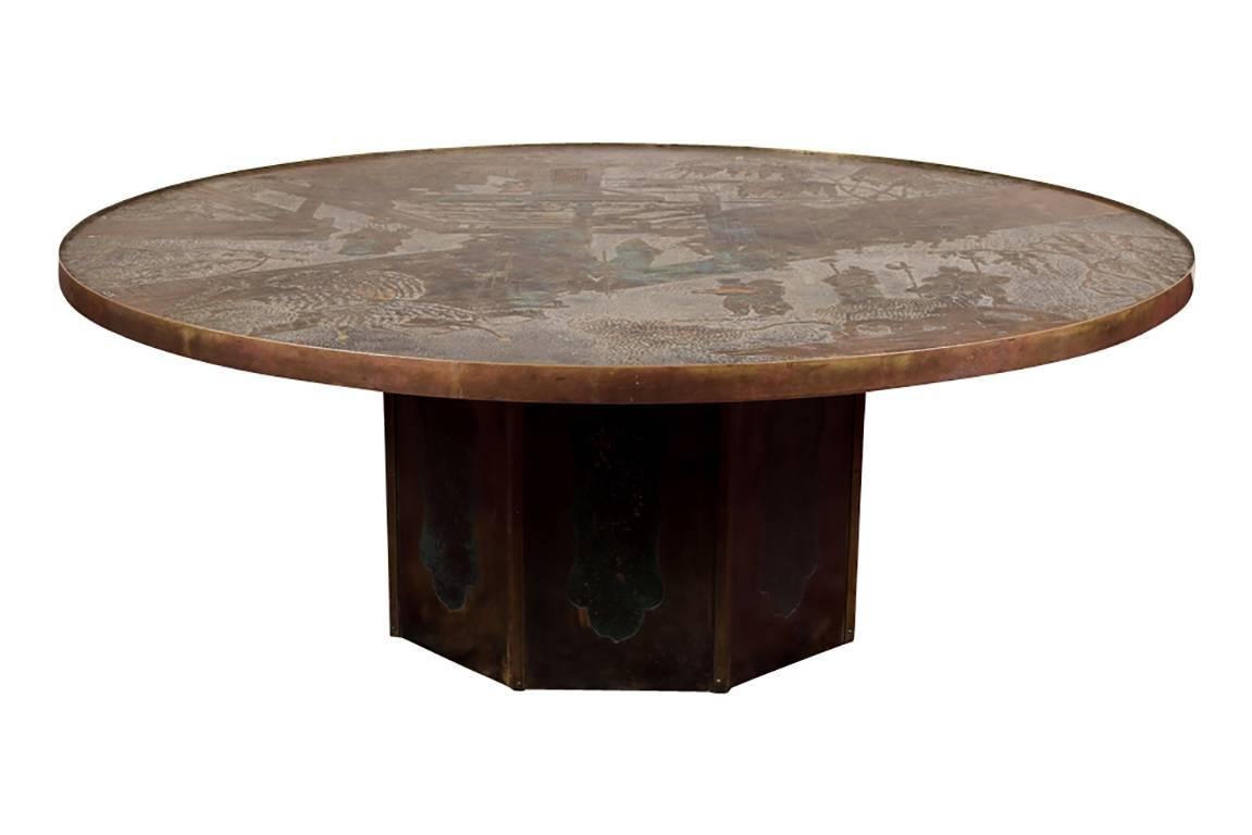 Signed Philip and Kelvin LaVerne Round Bronze Table 2