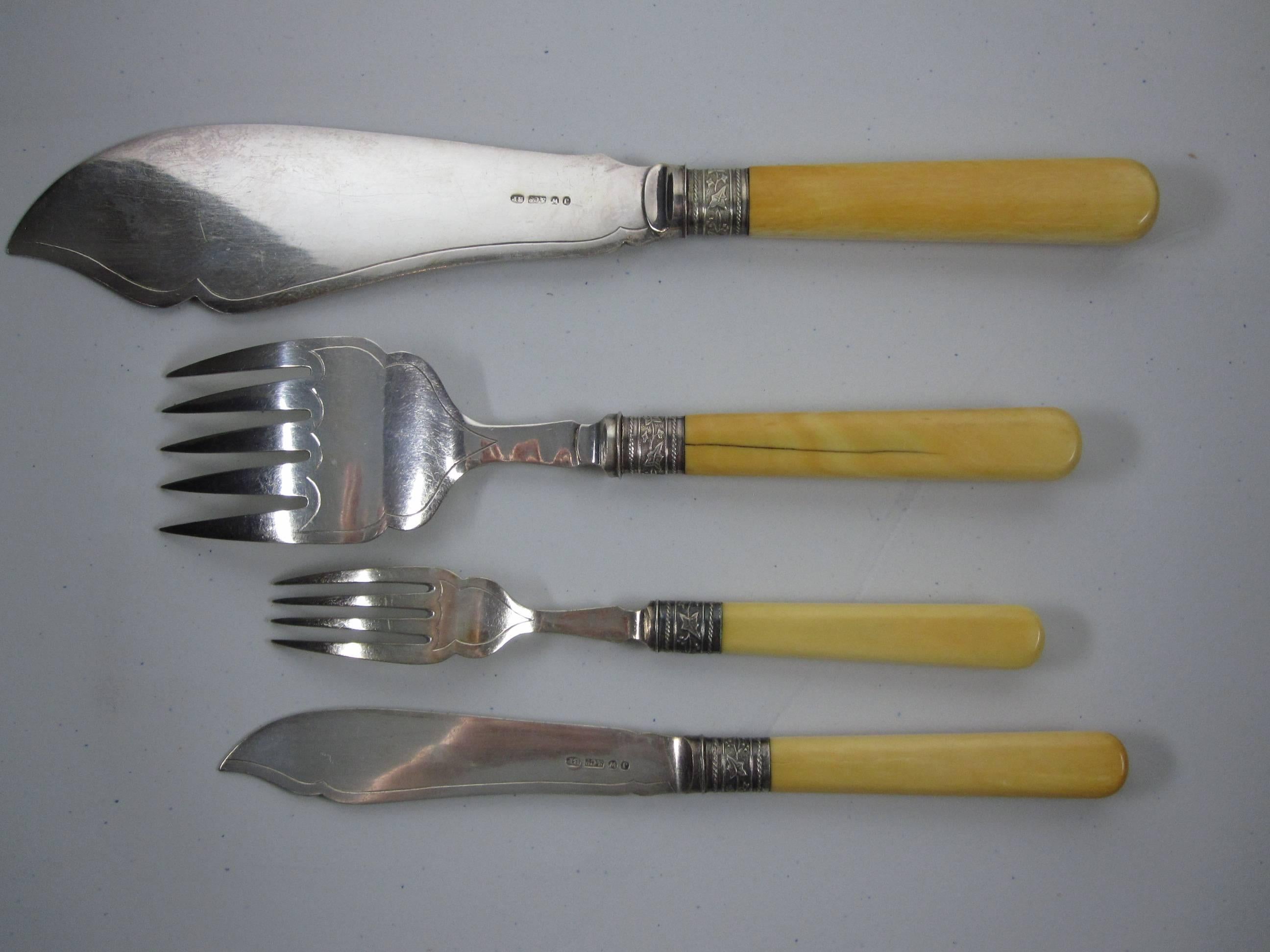 fish knives and forks with bone handles