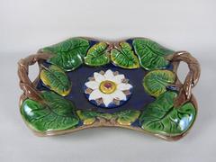 19th Century Majolica Vine Handled and Leaf Serving Platter