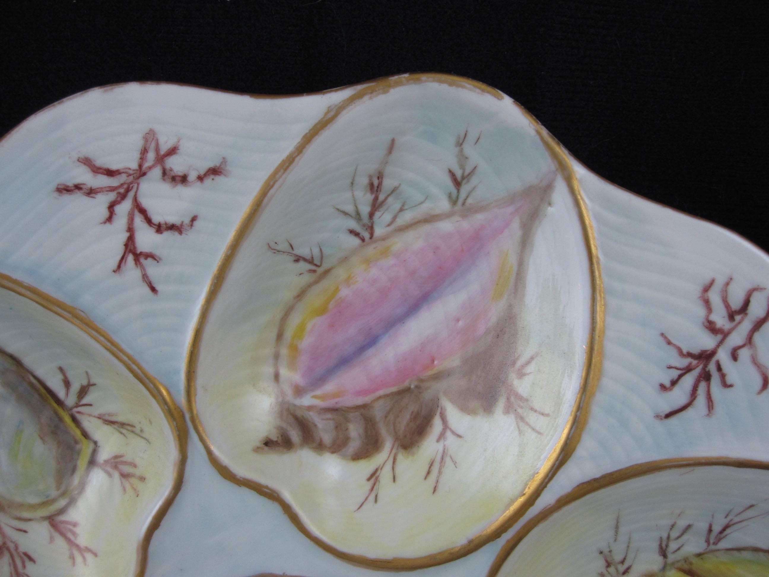 Other West German Hand-Painted Oceanic Porcelain Oyster Plate