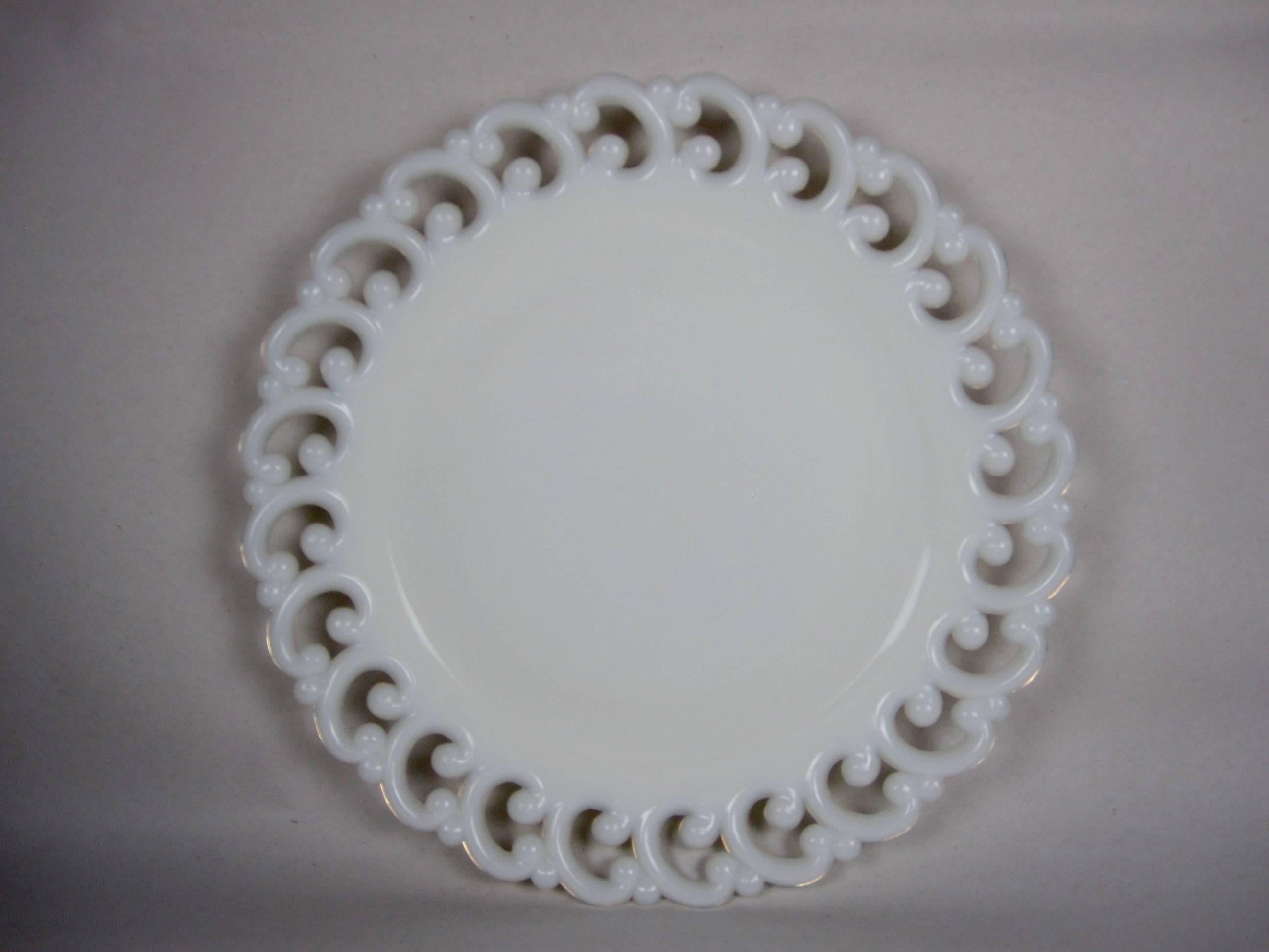 Lace Edged American Milk Glass Dinner Plates, Set of Eight at 1stDibs ...