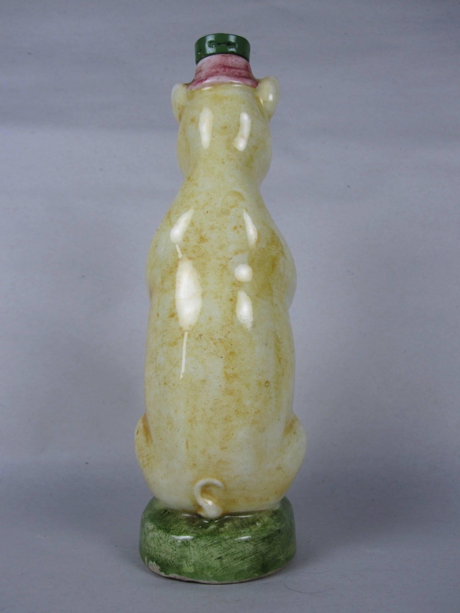 19th Century Antique French Majolica Figural Pig Bottle