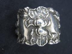 Sterling Silver Bearded Iris Initialed Napkin Ring