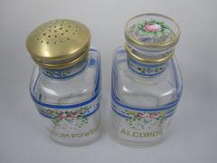 A.H. Heisey Hand-Enameled Floral Roses and Gilded Glass Vanity Bottles, a Pair