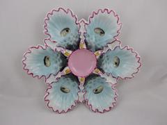 Antique Continental Porcelain Ruffled Edge Hand-Painted Oyster Plate