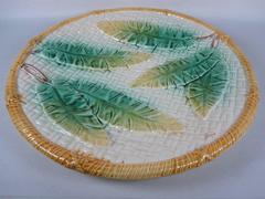 Victorian Majolica Banana Leaf and Basket Weave Cheese/ Tea Sandwich Board