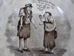 Antique Staffordshire Transferware Social Commentary Cup Plate "The Dyers"