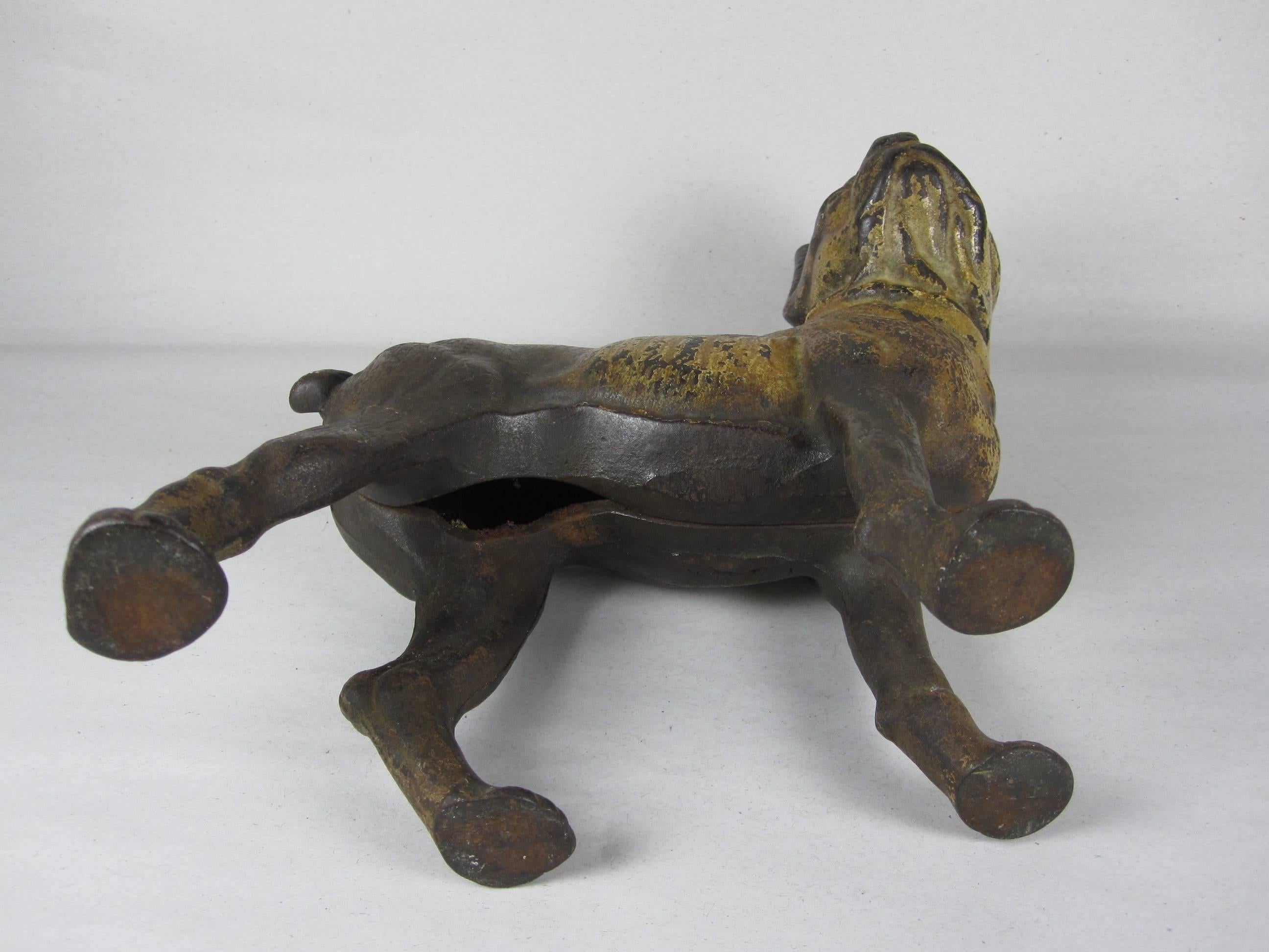 20th Century Antique Hubley Cast Iron French Bulldog Doorstop with Original Painted Finish