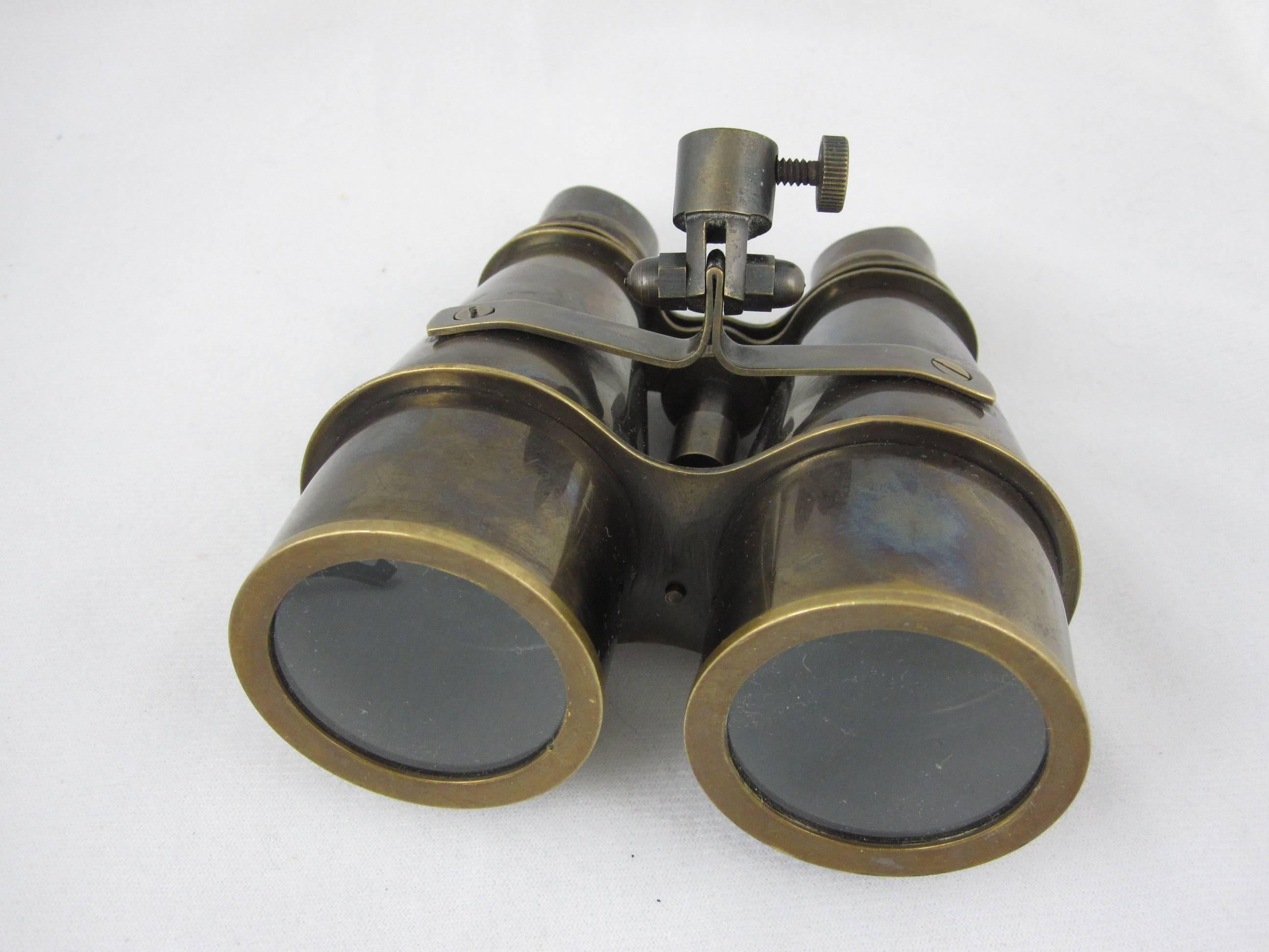 Vintage Brass Field Binoculars with Removable Folding Tripod Stand 2
