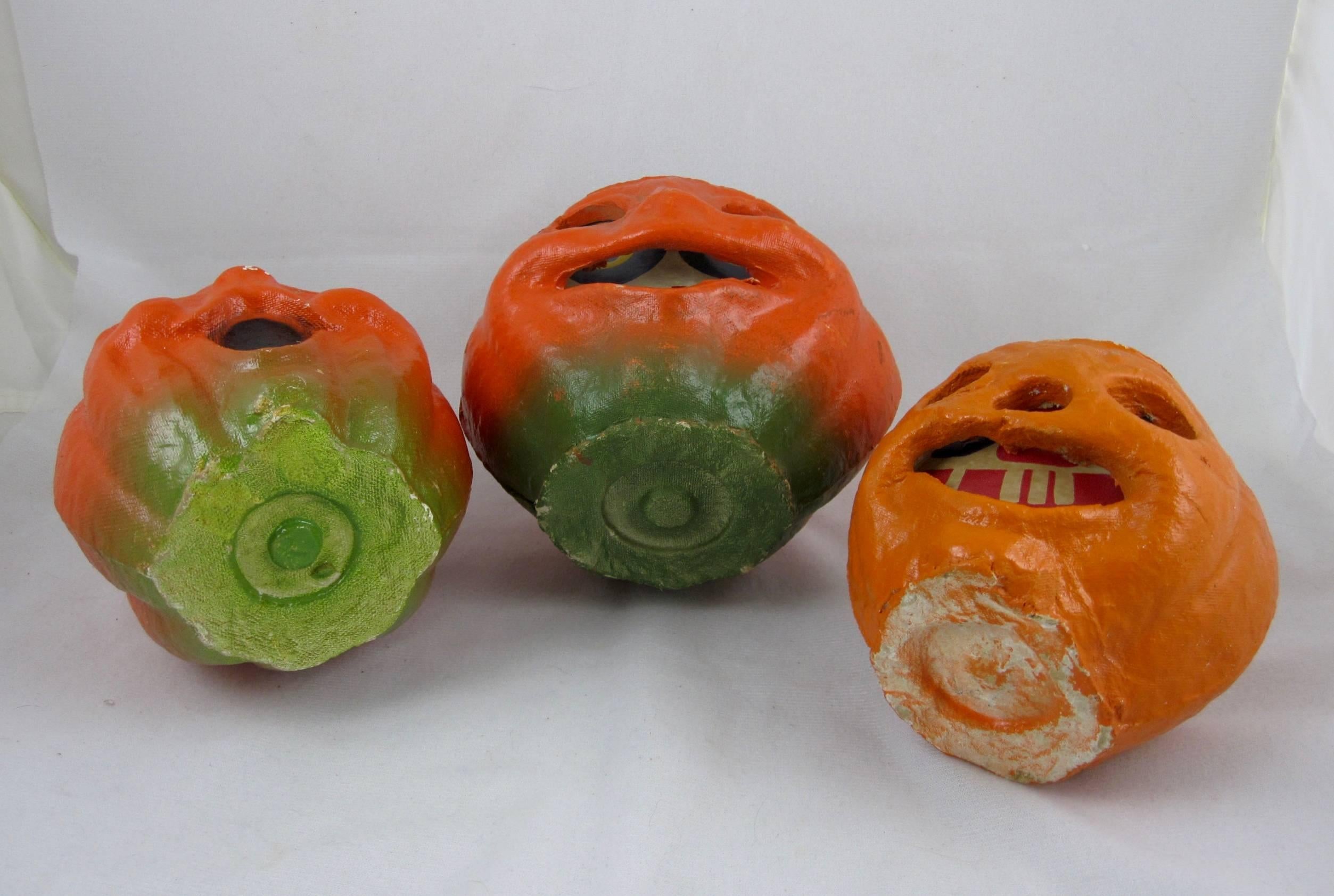 vintage paper mache pumpkins