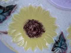 19th Century Samuel Lear English Majolica Sunflower Oyster Plate