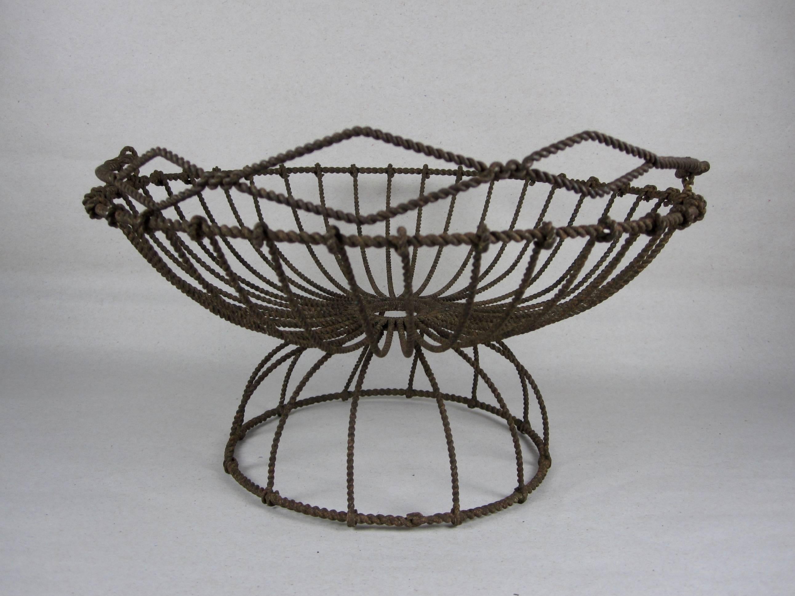 19th Century Pair of Rare American Folk Art Twisted Wire Stacking Egg Baskets