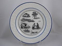 H. Boulenger Choisy-le-Roi Transferware Rebus Picture Puzzle Dessert Plates S/6