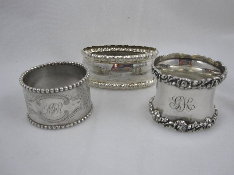 Antique Sterling Silver Napkin Rings, a Mixed Set of Six at 1stDibs
