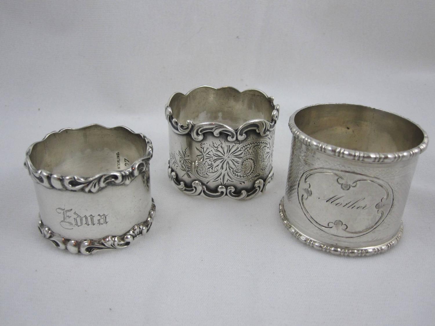Antique Sterling Silver Napkin Rings, a Mixed Set of Six at 1stdibs