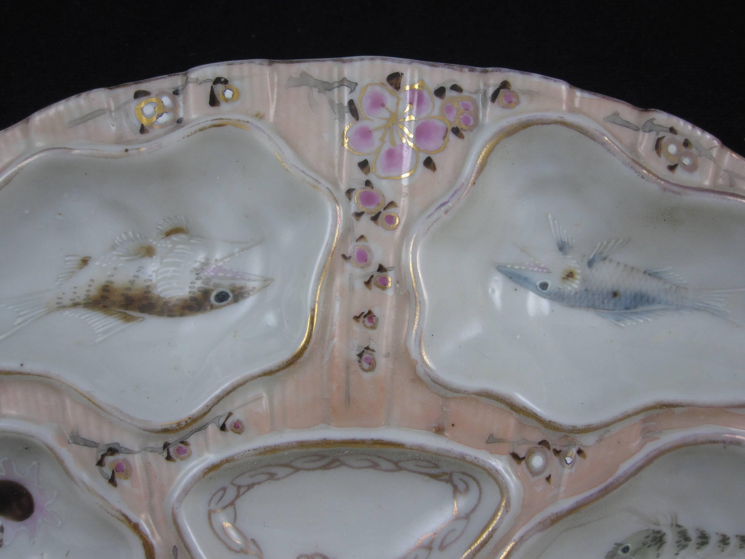 Glazed Shell Shaped French Porcelain Oceanic Oyster Plate