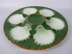 St. Clement French Majolica Pottery Basket Weave Oyster Plate