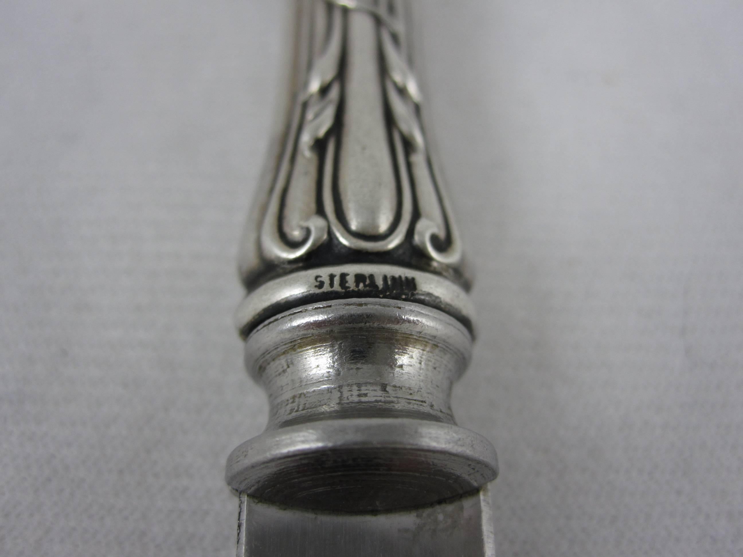 Art Nouveau Period English Sterling Silver Floral Handled Letter Opening Knife 1