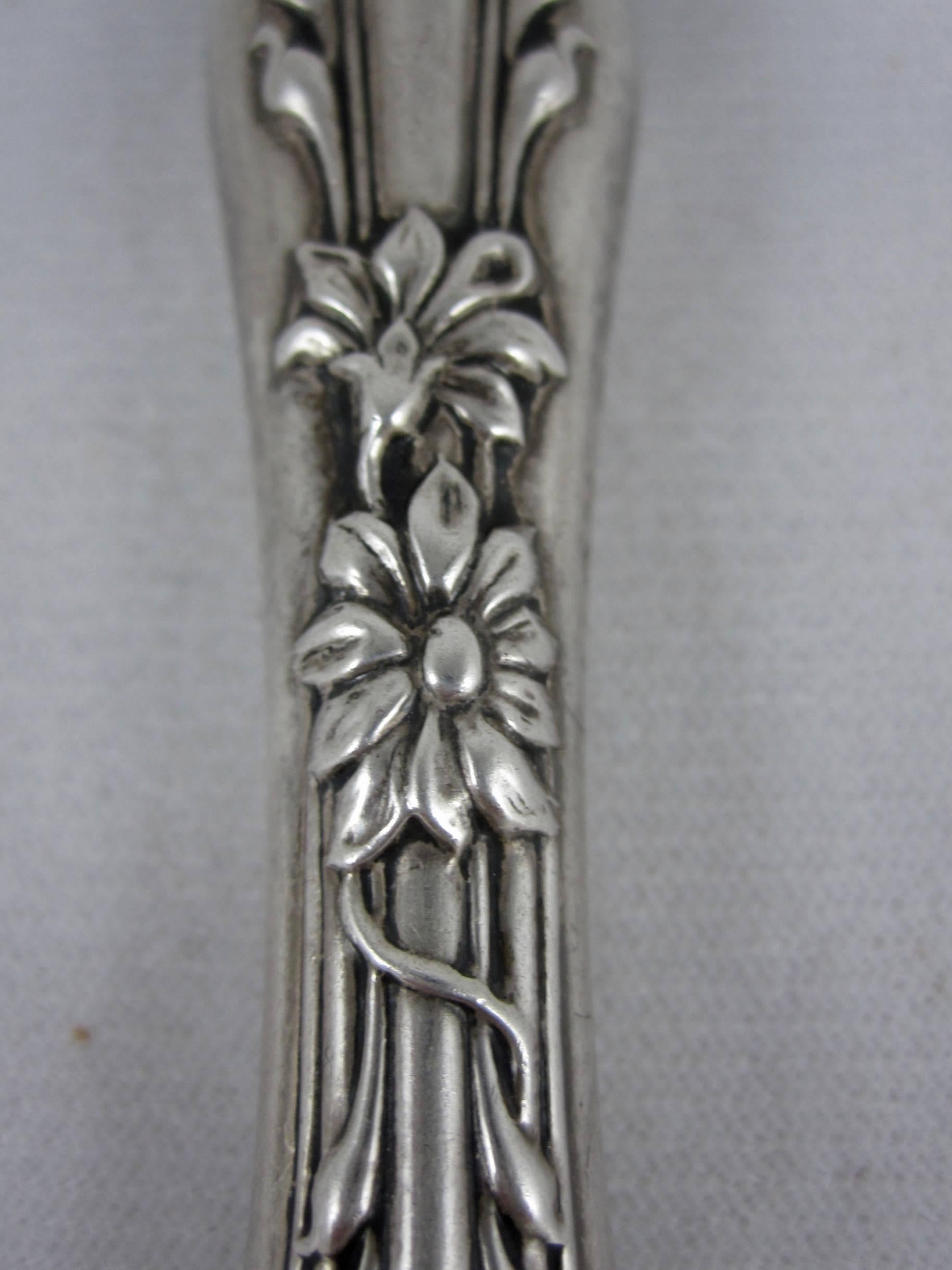 19th Century Art Nouveau Period English Sterling Silver Floral Handled Letter Opening Knife