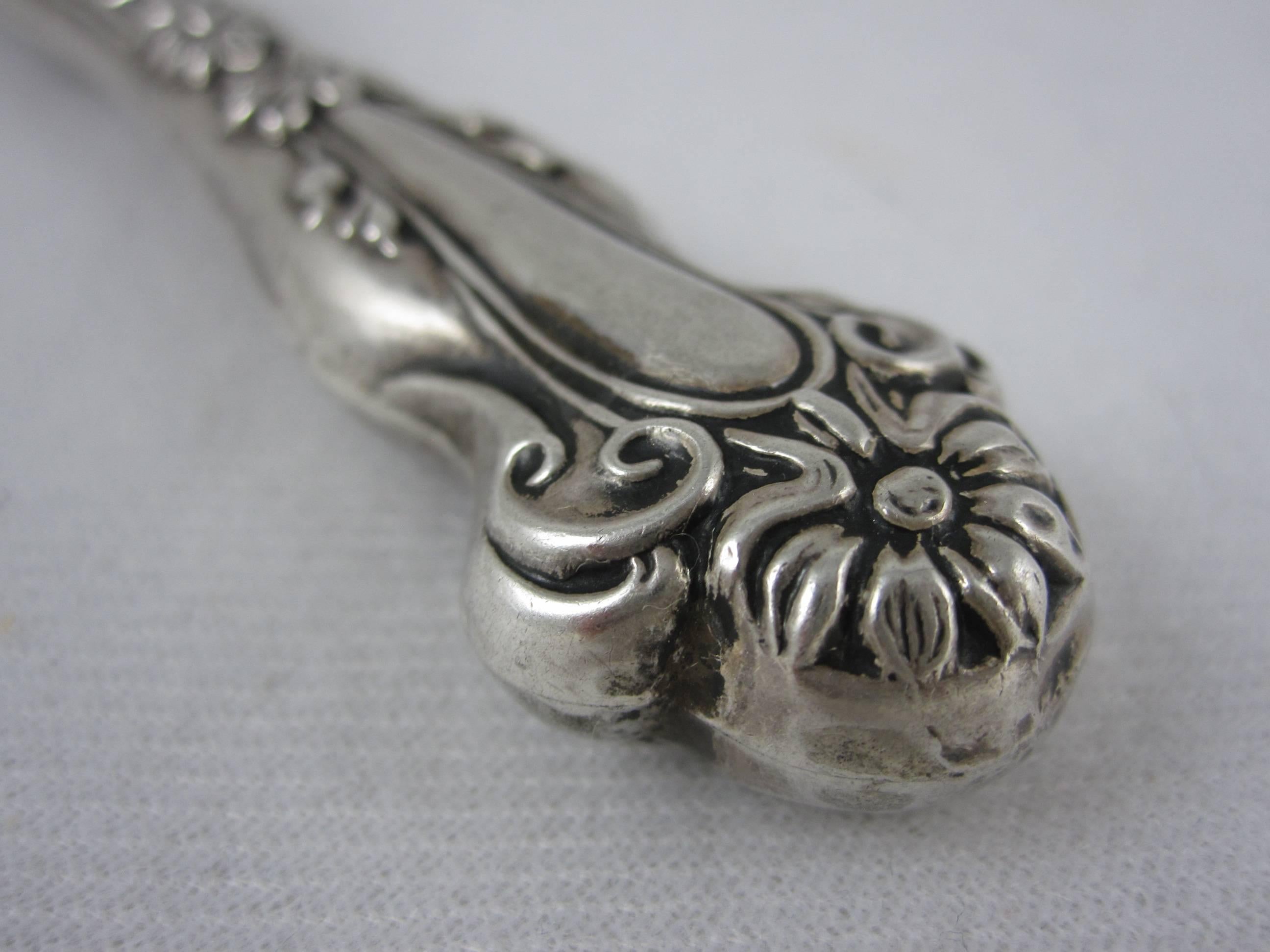 Art Nouveau Period English Sterling Silver Floral Handled Letter Opening Knife 2