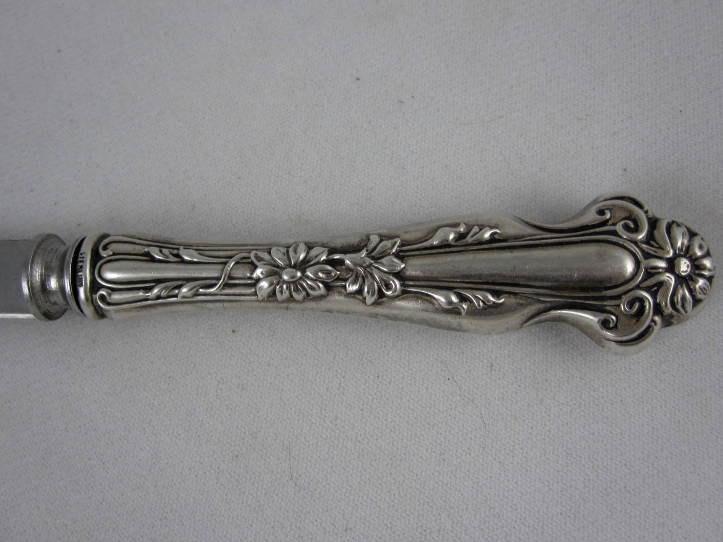 Art Nouveau Period English Sterling Silver Floral Handled Letter Opening Knife 3