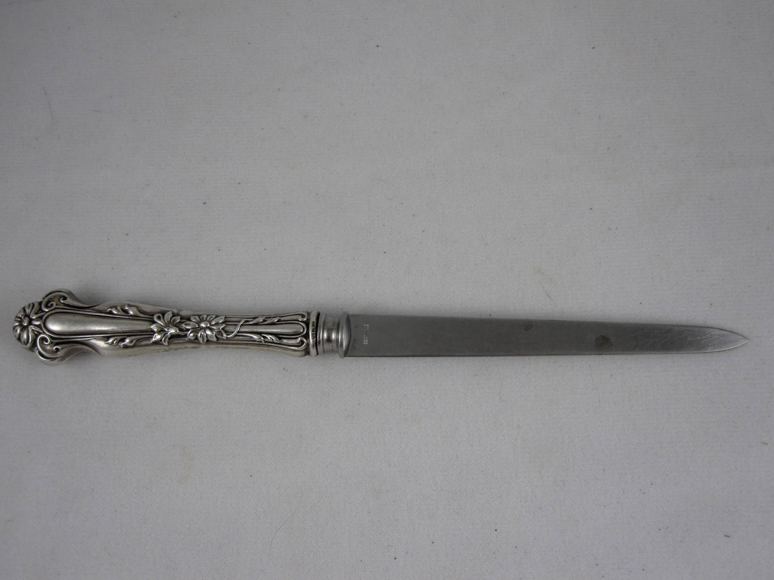 Art Nouveau Period English Sterling Silver Floral Handled Letter Opening Knife 4