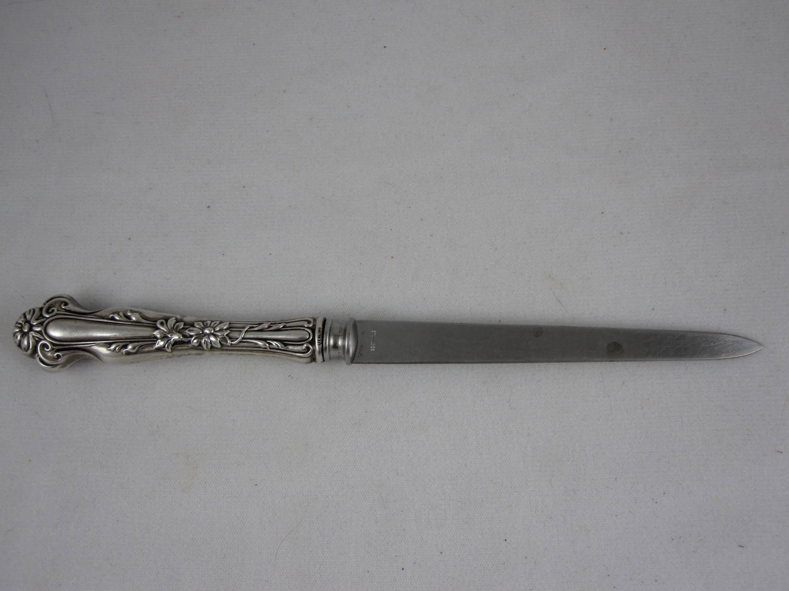 Art Nouveau Period English Sterling Silver Floral Handled Letter Opening Knife 4