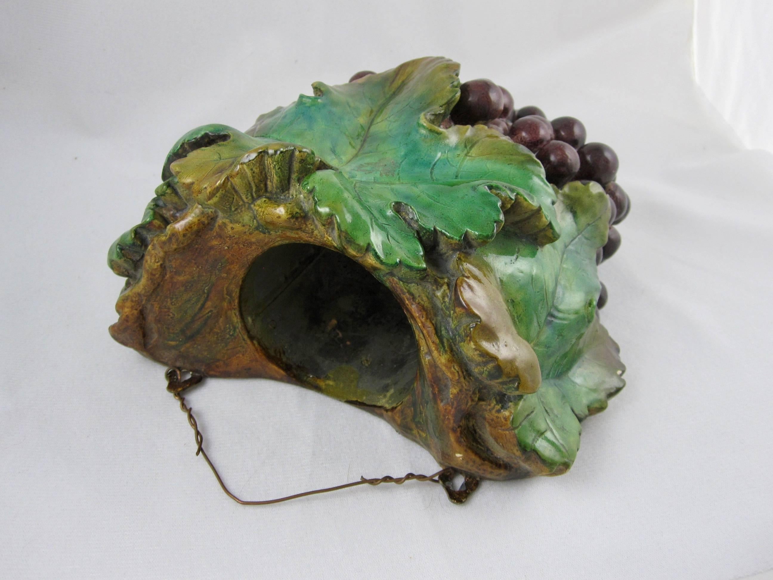 20th Century Plaster of Paris Grape Cluster Wall Pockets, Pair