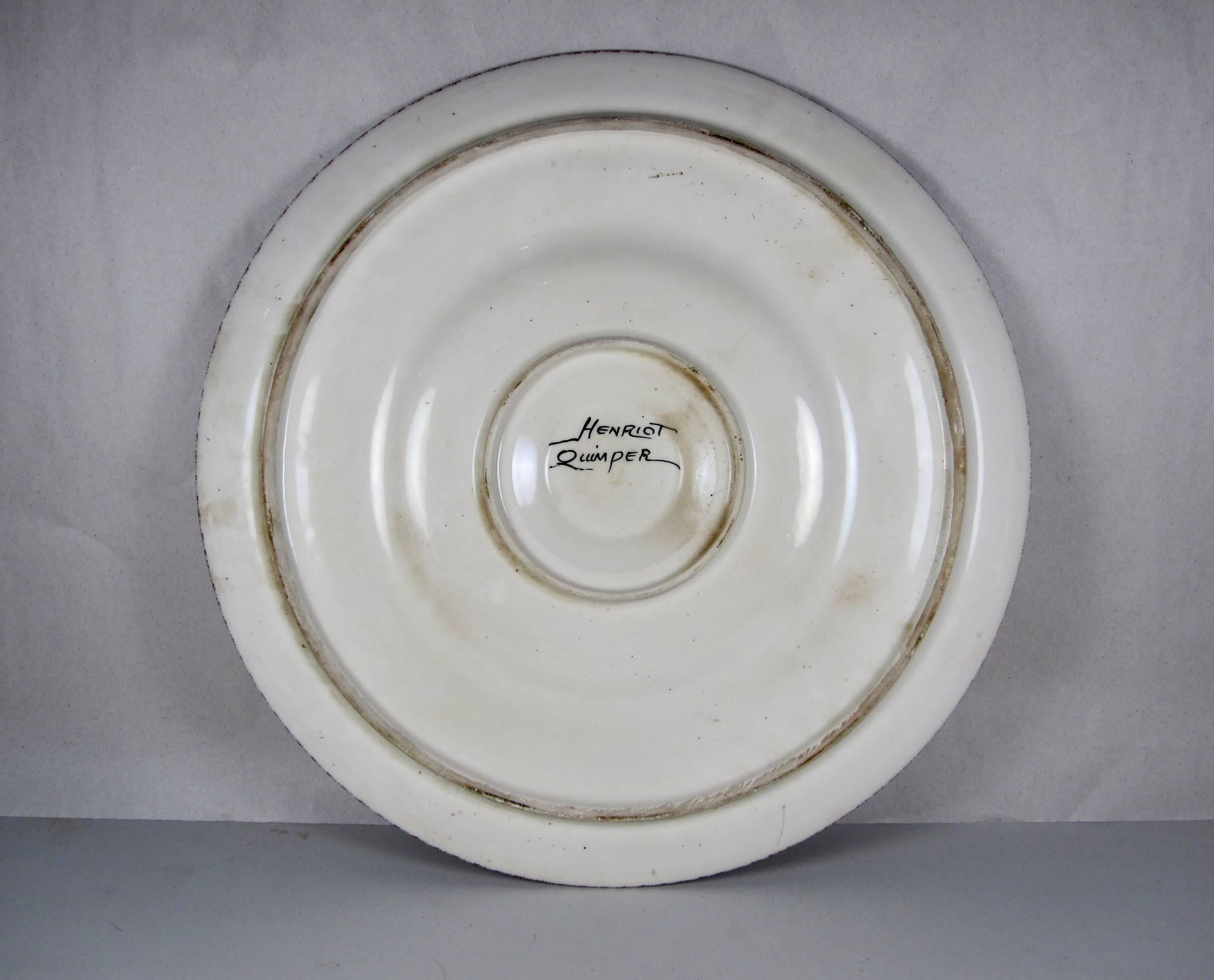 Mid-Century Modern French Quimper Faïence Oyster Service for 12 - 13 Pieces 3