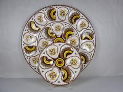 Mid-Century Modern French Quimper Faïence Oyster Service for 12 - 13 Pieces