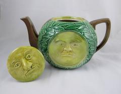 19th Century Adams & Bromley English Majolica 'Man in the Moon' Teapot