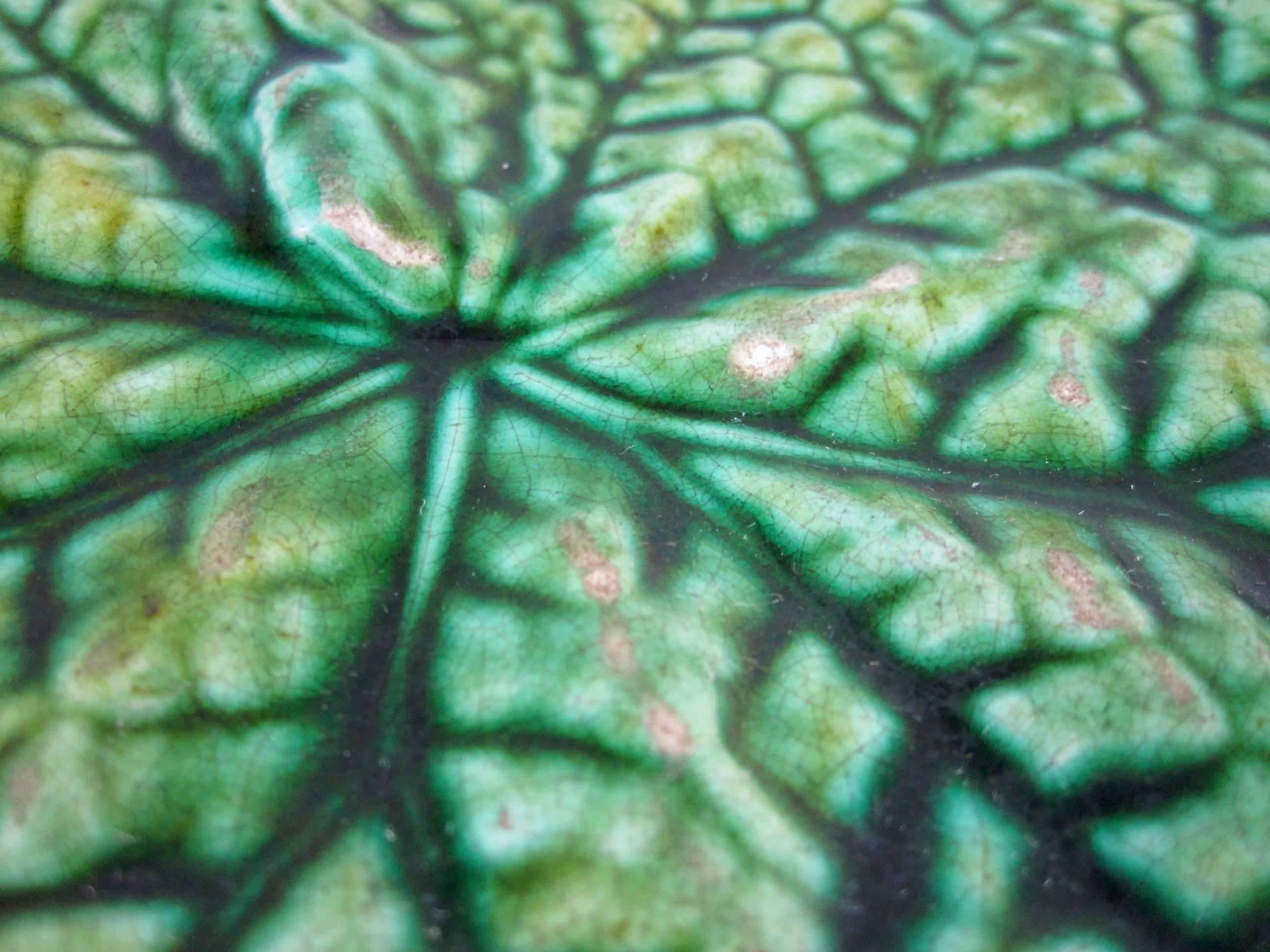 Joseph Roth-London, English Majolica Overlapping Begonia Leaf Plates S/4 1