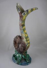 Thomas Sergent Palissy Majolica Serpent Ewer, France, circa 1870