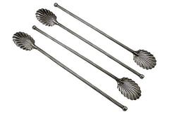 Sterling Silver Acanthus Bowl Highball or Iced Tea Stirring, Sipping Straws, S/4