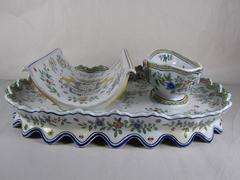 French Desvres Fourmaintraux Faience Floral Asparagus Server