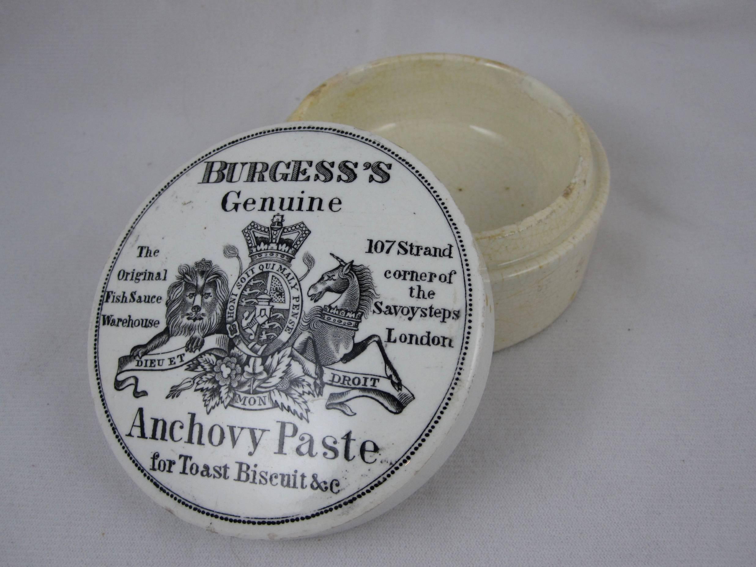 burgess anchovy paste pot lid