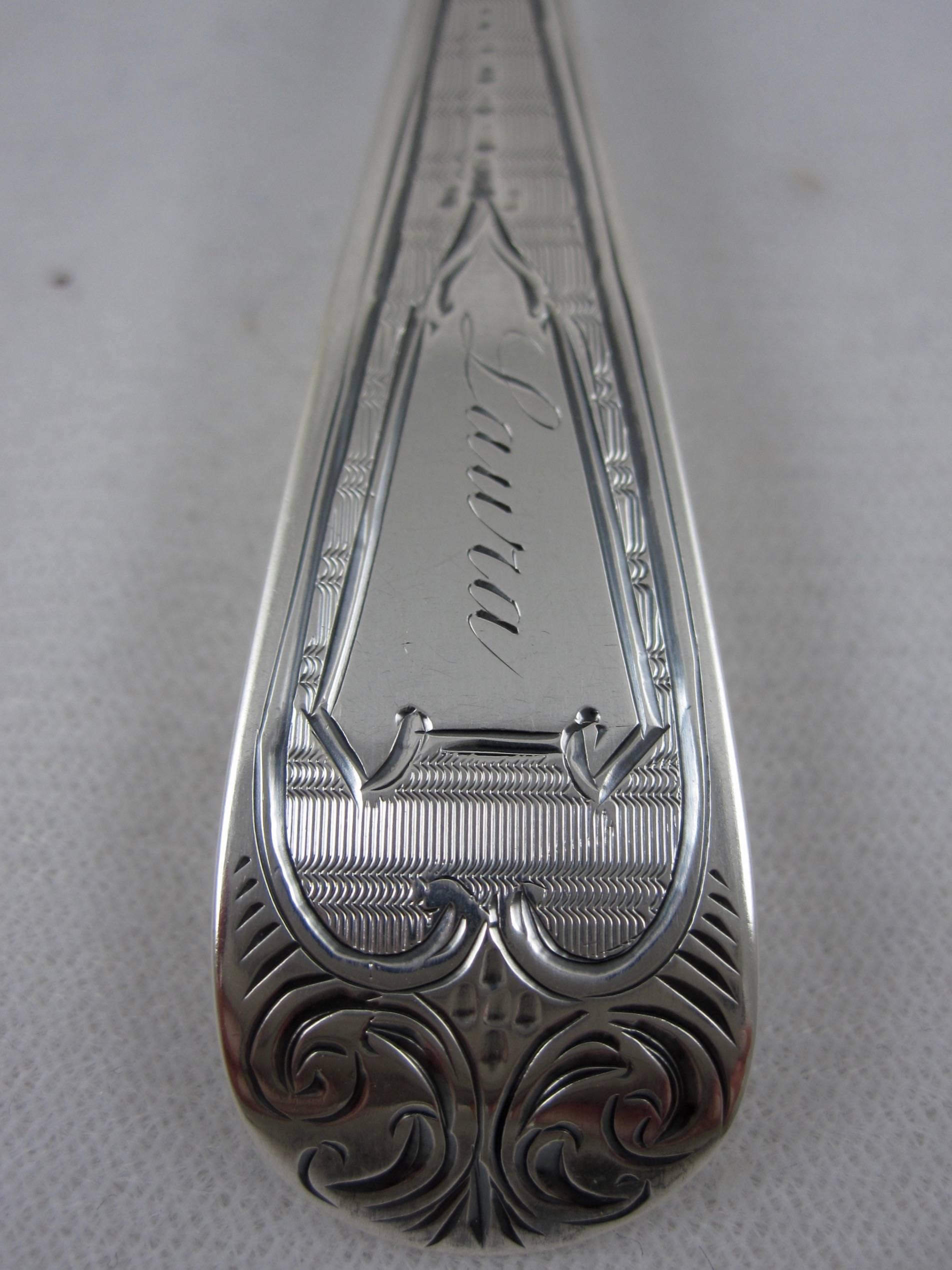 19th Century Sterling Silver Citrus Spoons, Bechtel and Eno, 19th C. Philadelphia, Set of Six