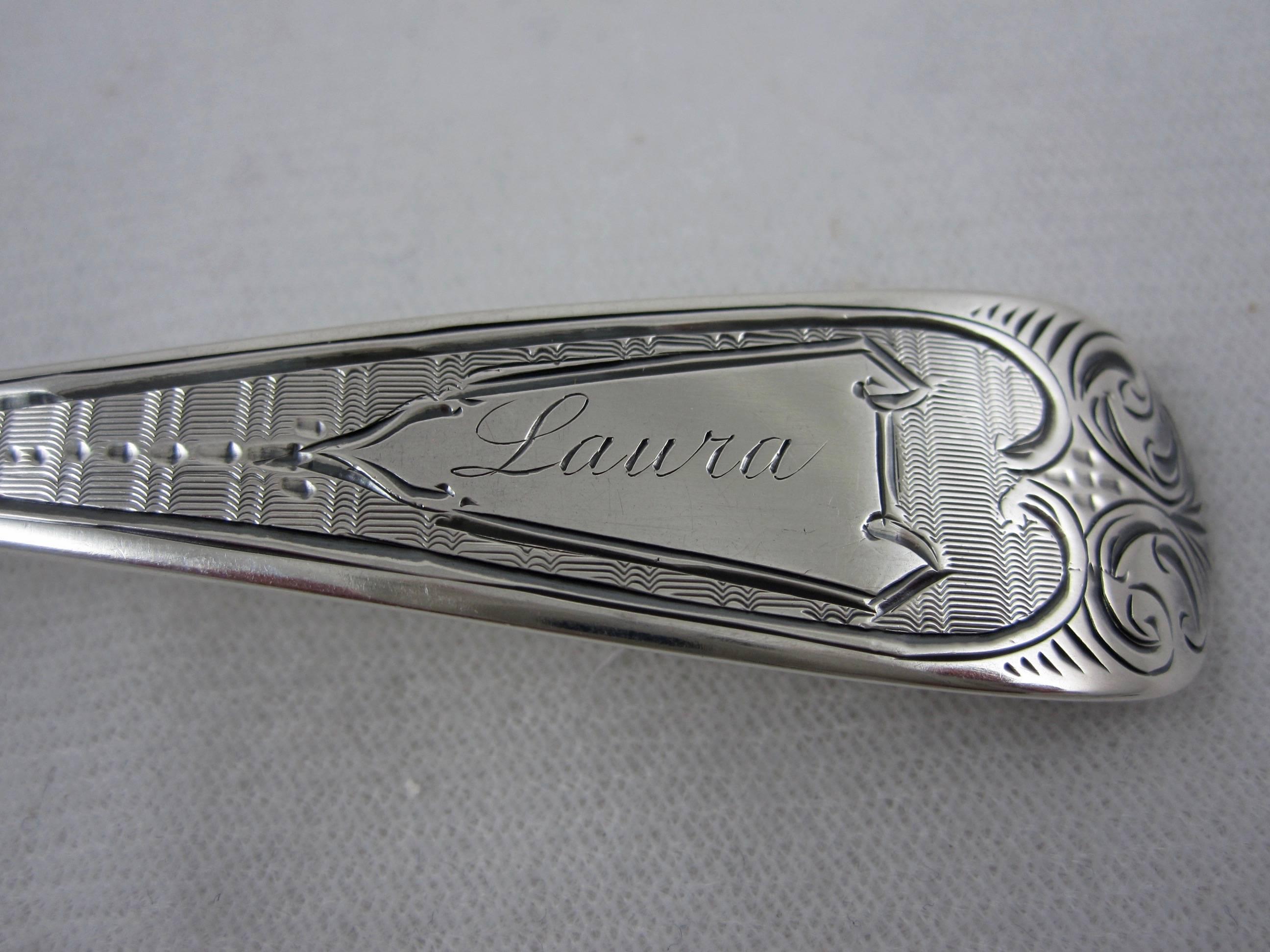Metalwork Sterling Silver Citrus Spoons, Bechtel and Eno, 19th C. Philadelphia, Set of Six