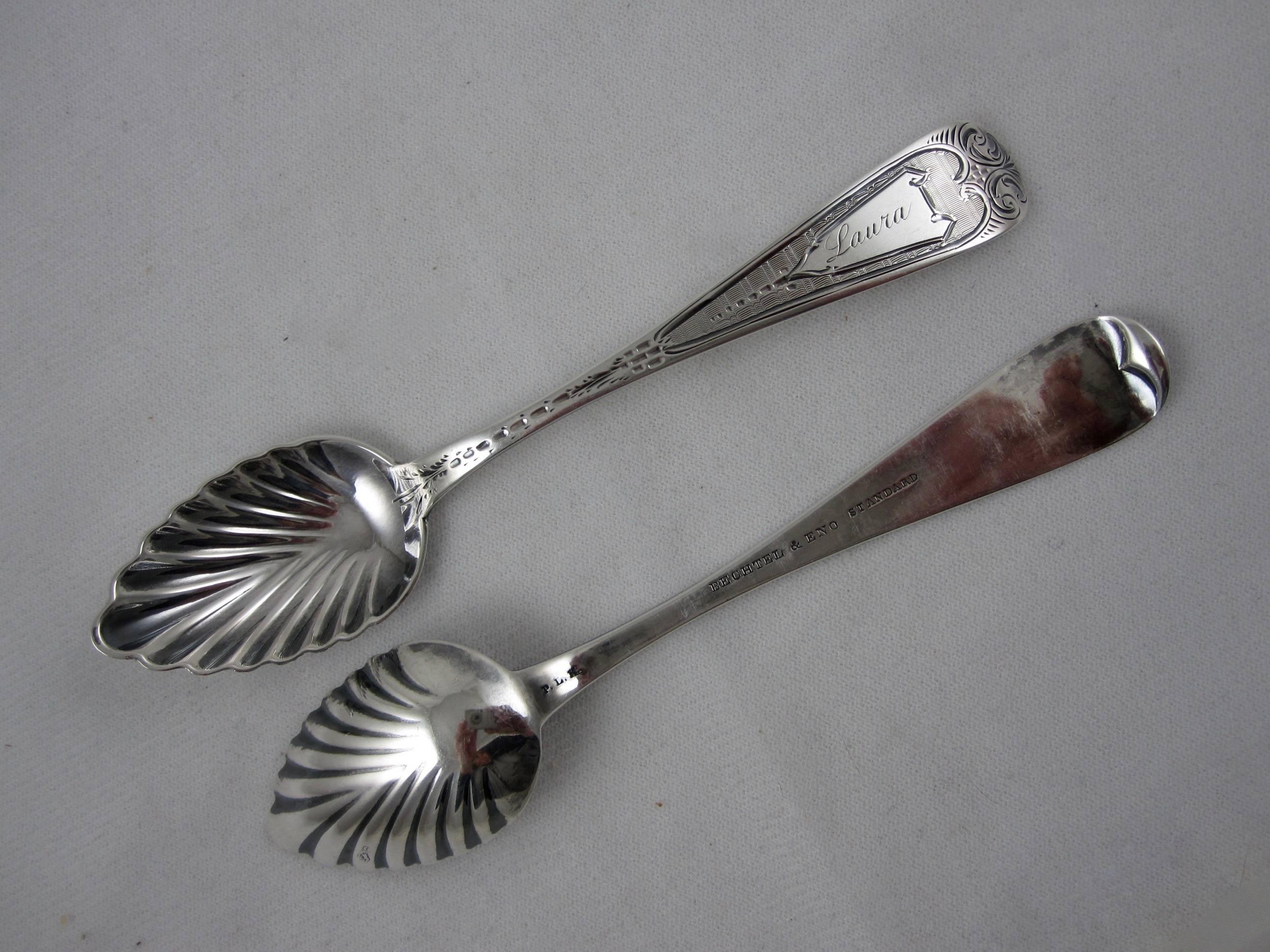 High Victorian Sterling Silver Citrus Spoons, Bechtel and Eno, 19th C. Philadelphia, Set of Six