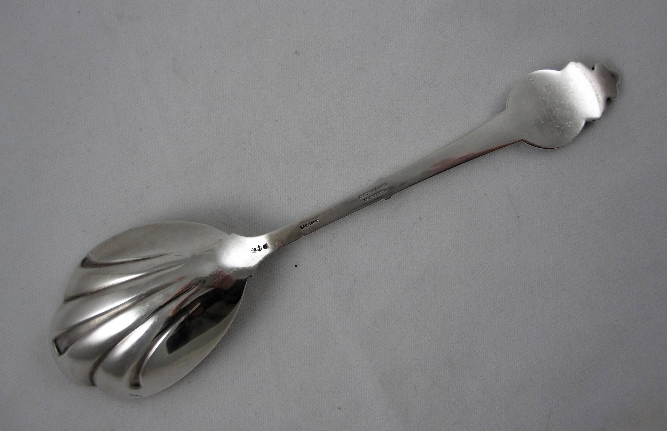 Tiffany & Co. Sterling Silver Gorham Armorial Medallion Serving Spoon circa 1864 In Excellent Condition In Philadelphia, PA